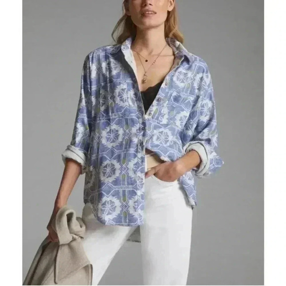 Pilcro and the letterpress geometric patterned button down small - Picture 1 of 5